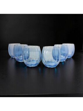 Vintage 6 Royal Norfolk Blue Scalloped Highball/Juice Glass.